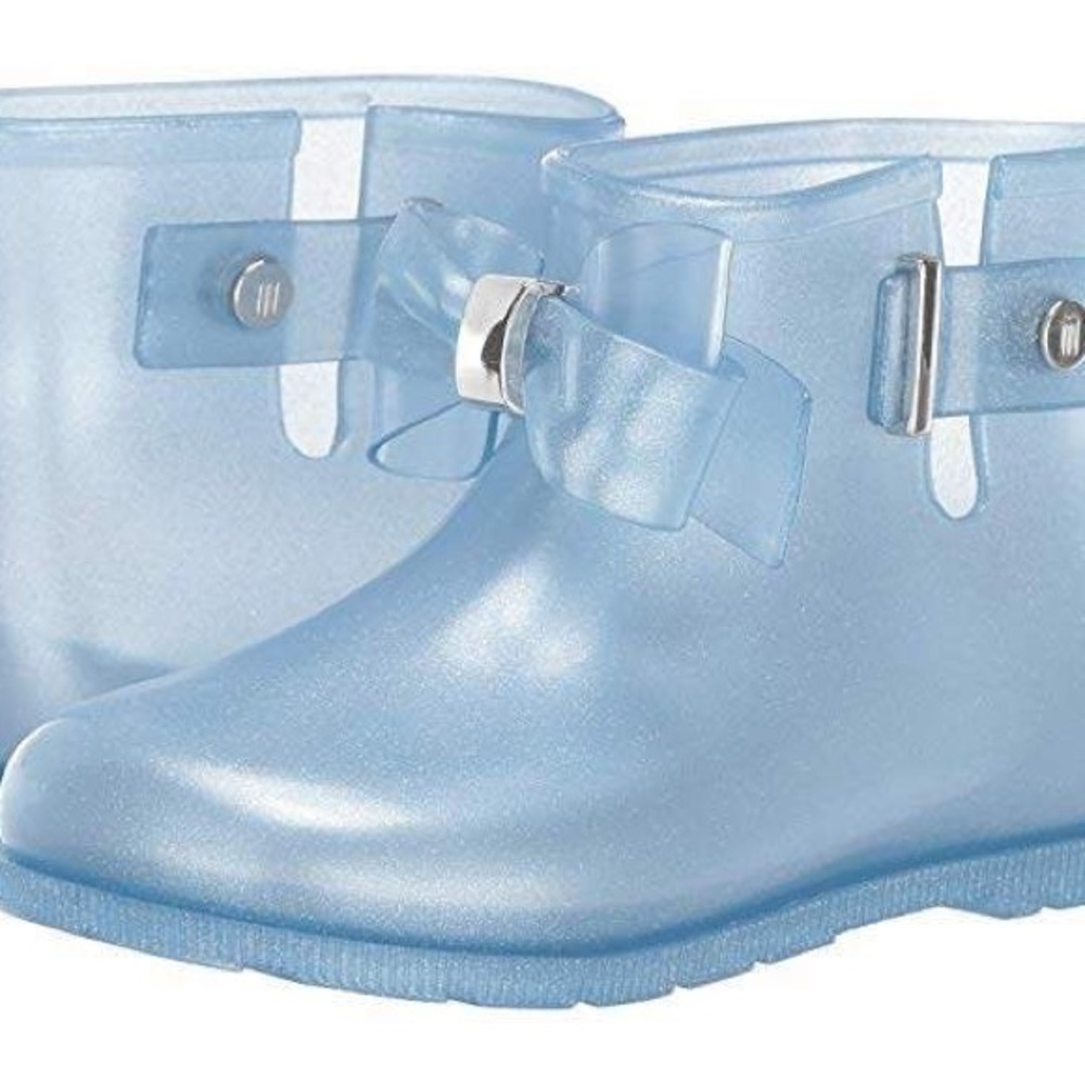 Mini Melissa Slip On Sugar Rain Boots Toddler Size 8 Jelly Blue Glitter Booties